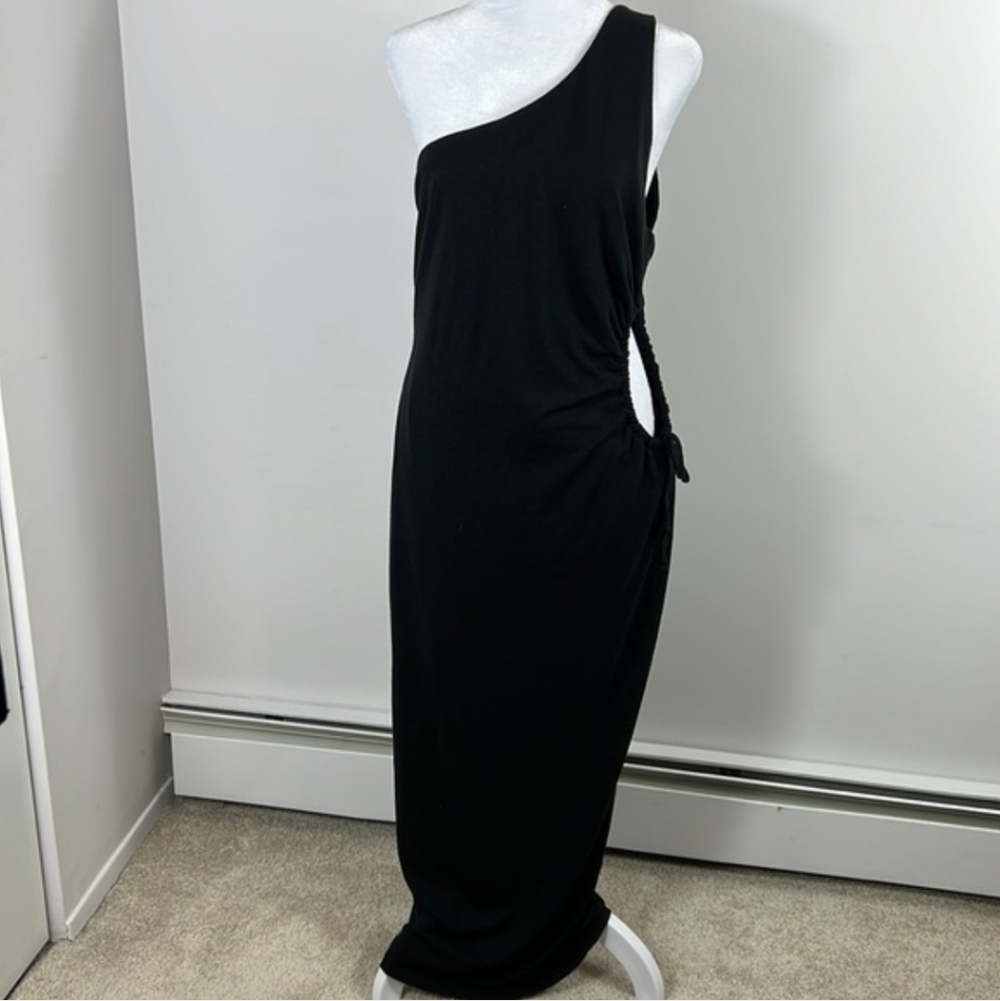 NWT Wild Fable One Shoulder Cutout Maxi Dress XL Black Ruched Bodycon